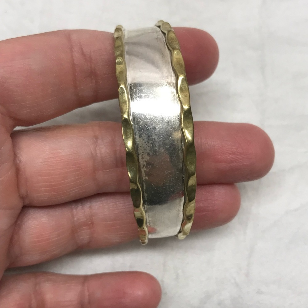 Vintage Taxco Mexico Sterling 925 Cuff Brass Trim Mexico CII Marked